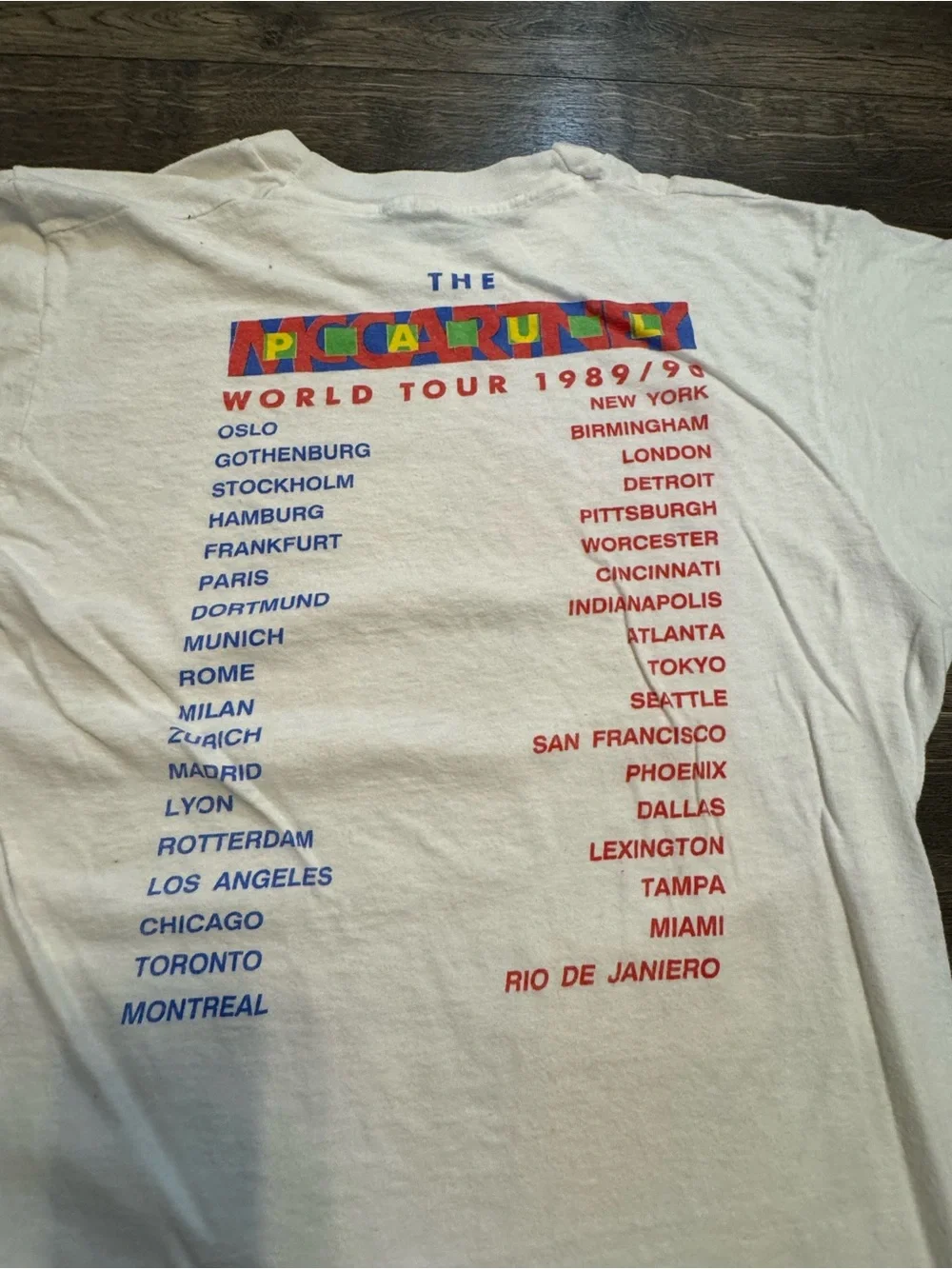 Vintage Paul McCartney 89-90 World Tour T Shirt SZ LG - Picture 3 of 5